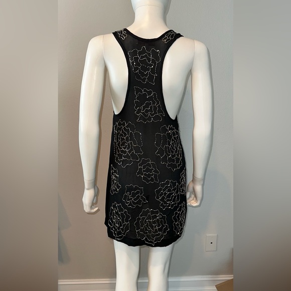MONIQUE LESHMAN black beaded racer back coverup tunic mini dress XS - Picture 5 of 6